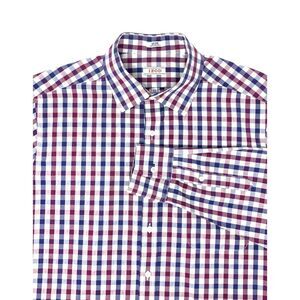 IZOD Navy & Burgundy Check Men's Long Sleeve Shirt Size‎ Medium